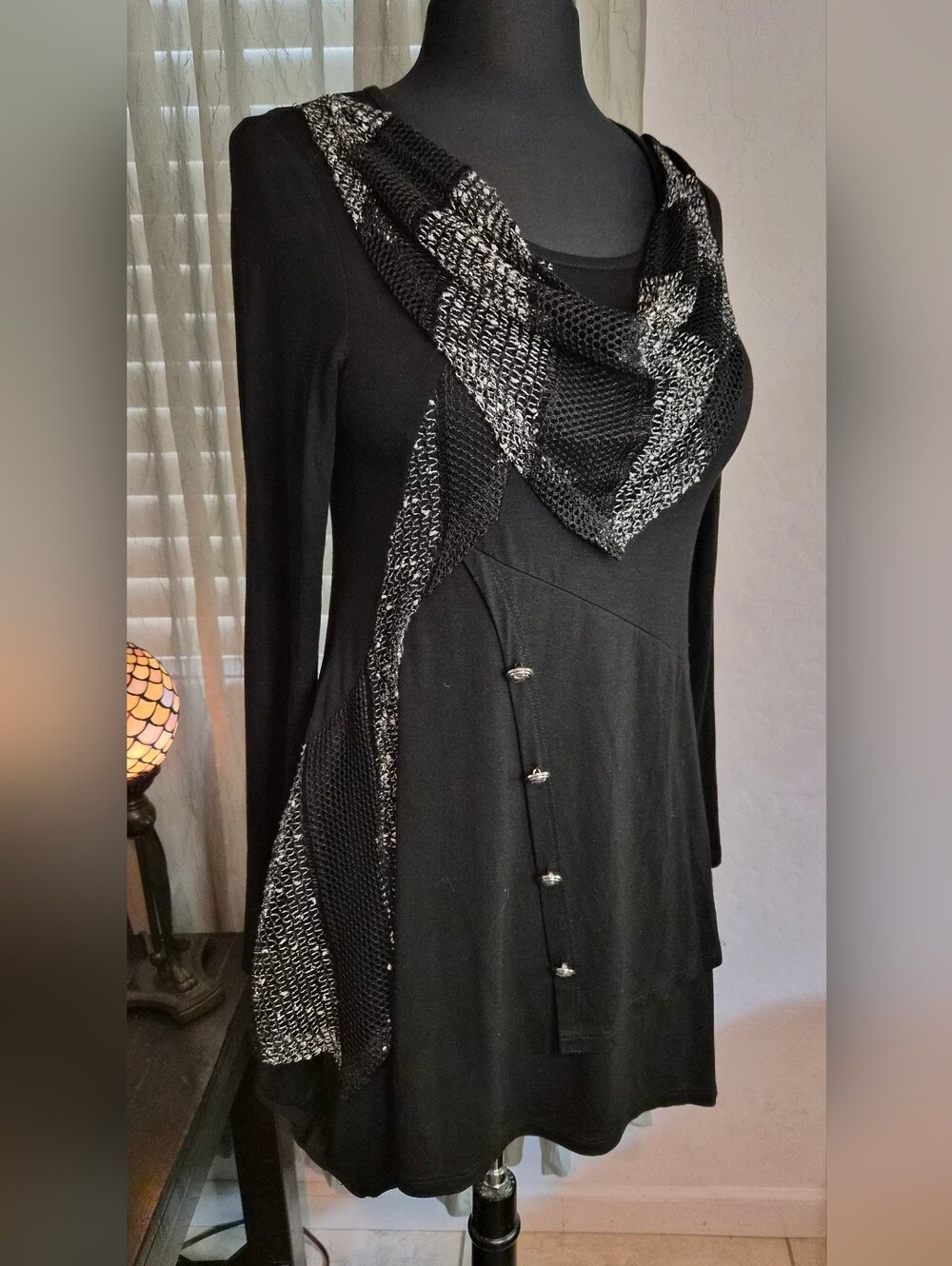 Vintage Concept Brand Asymmetrical, Multi-Textured High-Low Tunic #0245